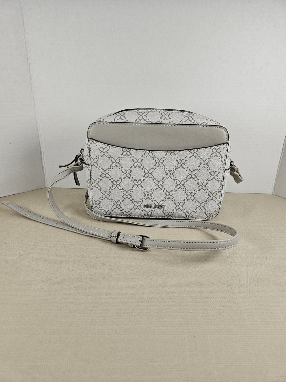 Nine West White & Light Gray Bowie Crossbody Bag